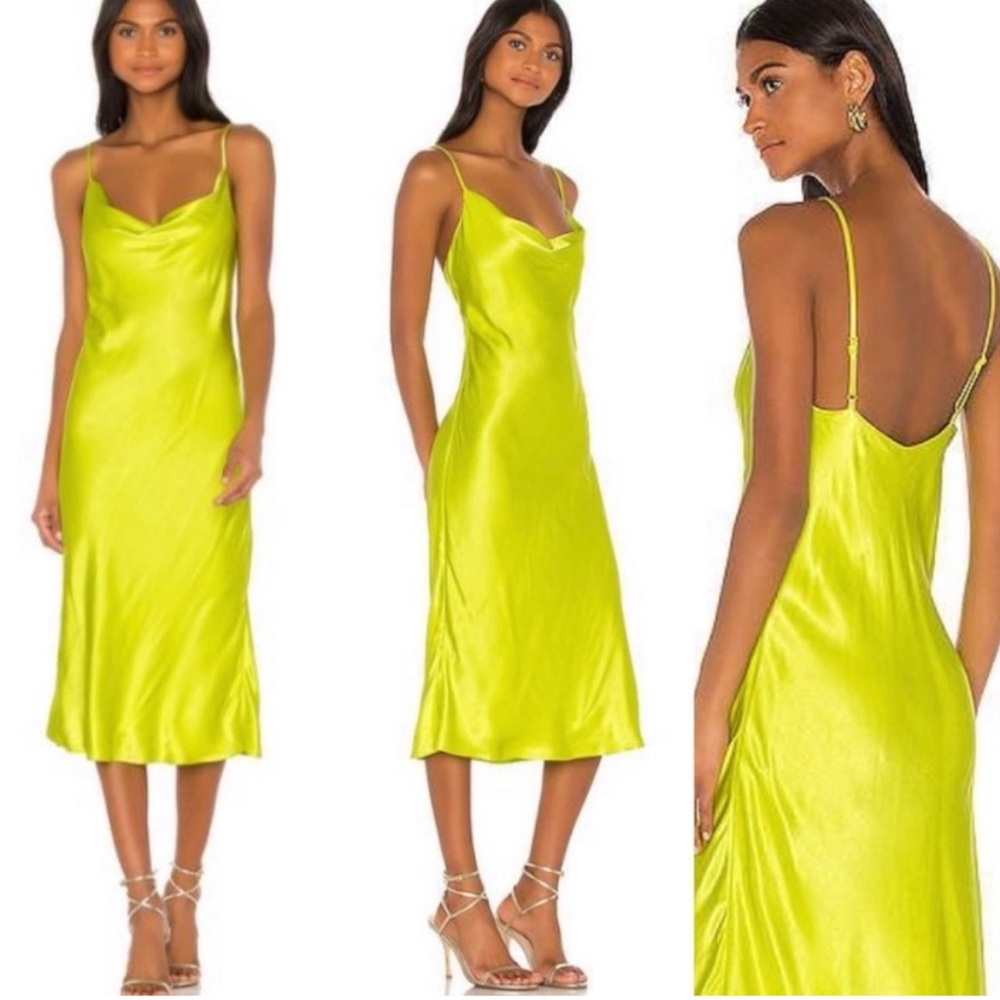 Bardot Sharnie Slip Dress in Neon Green yellow